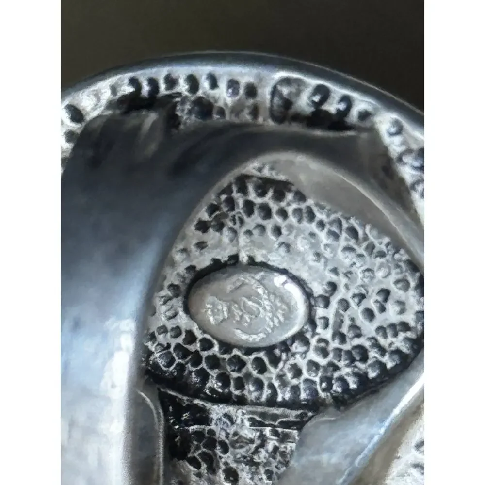Vintage Premier Designs Hammered Oval Silver Tone Statement Ring Size 8.5 15grms